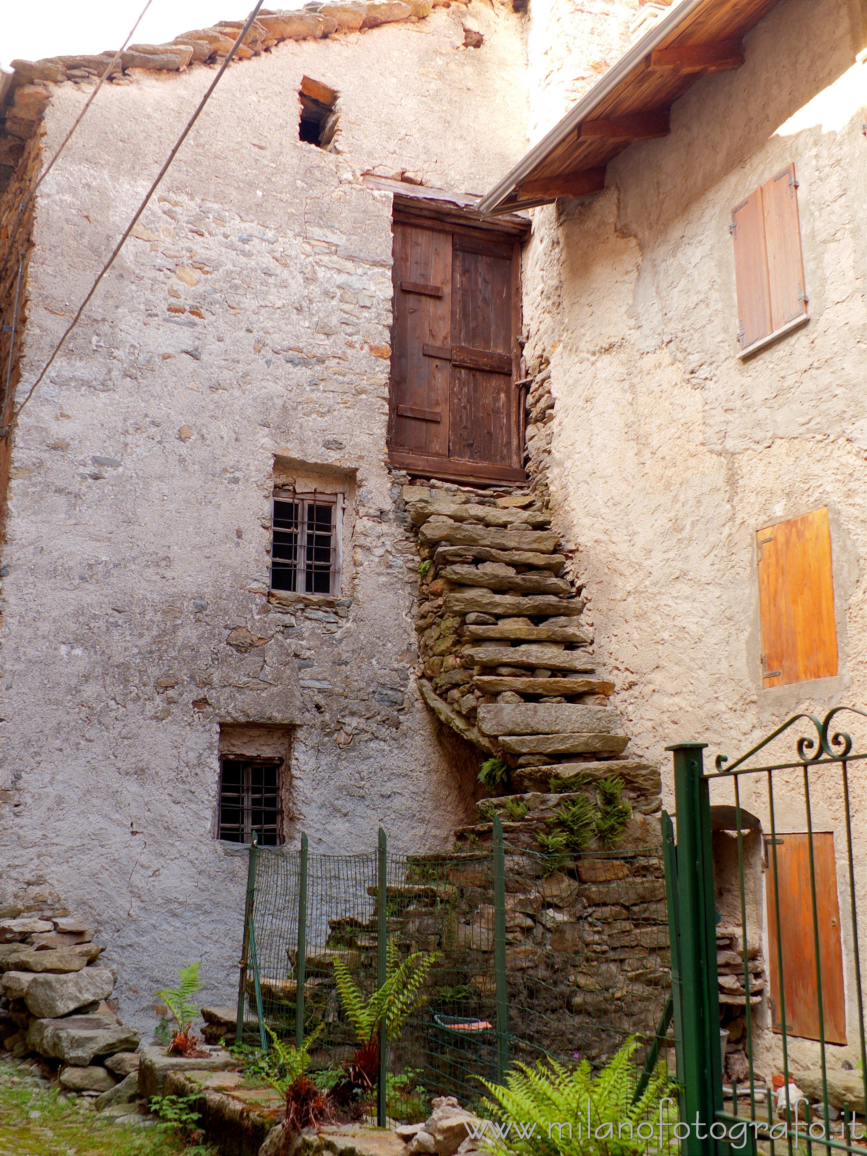 Piedicavallo (Biella, Italy) - Old stairs to the first floor in the hamlet Montesinaro